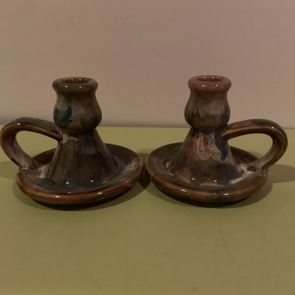 Lot De 3 Bougeoirs Céramique Bleu – Goutte (Drip Glaze) – Déco DJ